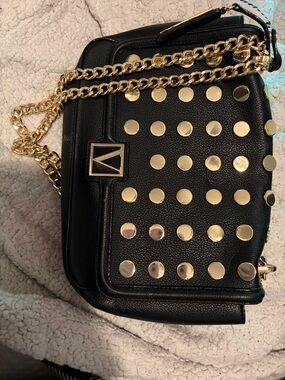 Victoria's Secret Black Crossbody with Gold Studs and Chain
